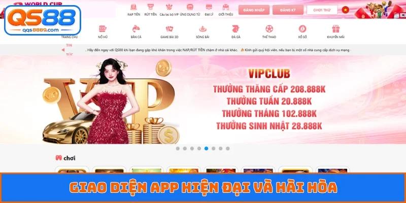 Giao diện app hiện đại và hài hòa