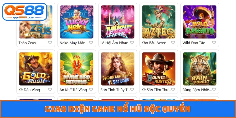 Giao diện game nổ hũ độc quyền
